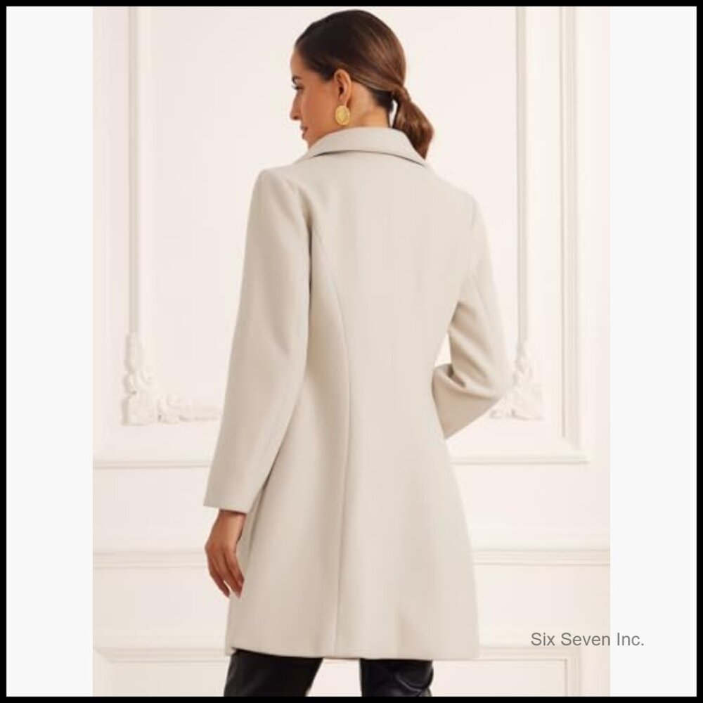 Polyester Pea Coat Overcoat with Button Closure a… - image 3